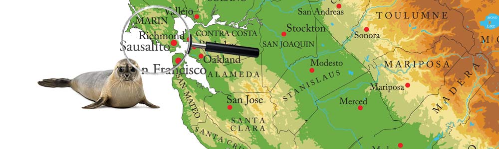 map of California showing harbor seal